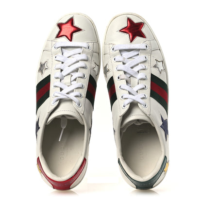 Gucci Calfskin Ayers Web Star Embroidered Womens Ace Sneakers 37 White Multi 2 of 17