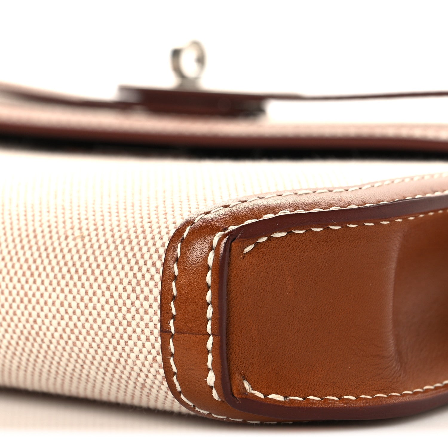 Hermes Toile H Barenia Kelly Depeches 25 Pouch Ecru Beige Fauve