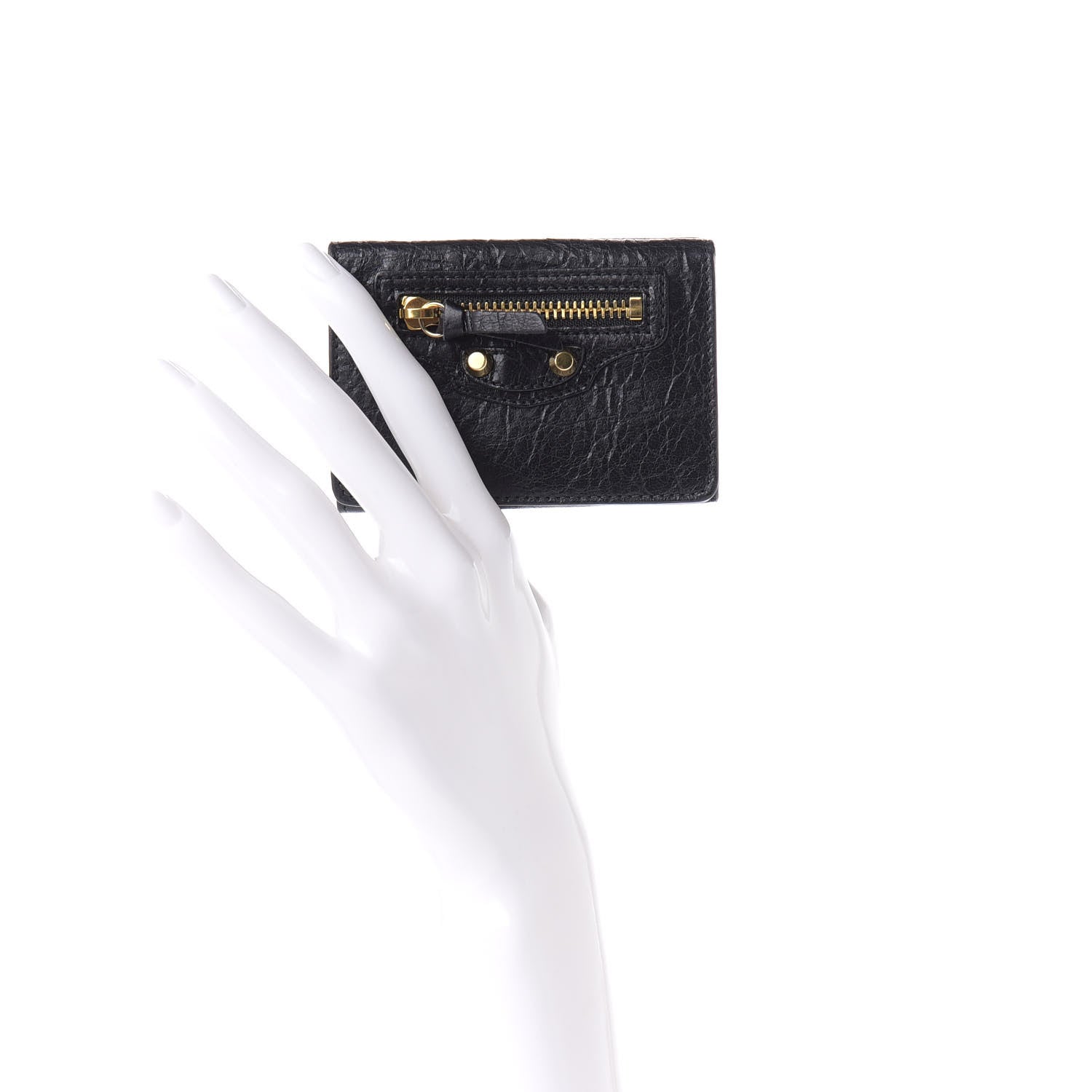 Balenciaga Agneau Gold City Mini Wallet Black 2 of 7