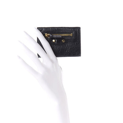 Balenciaga Agneau Gold City Mini Wallet Black 2 of 7