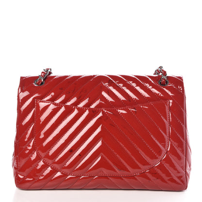 Chanel Patent Chevron Quilted Maxi Single Flap Red 12 of 15