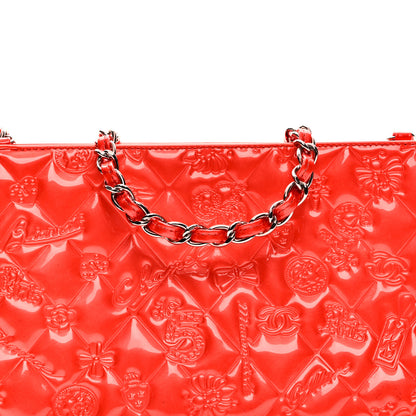 Chanel Patent Calfskin Lucky Symbols Pochette Coral 15 of 19