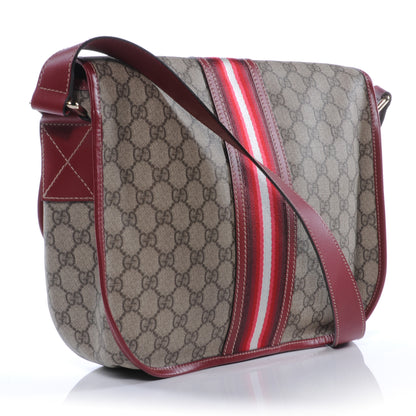 Gucci GG Plus Monogram Medium Double Buckle Flap Messenger Bag Beige Red 3 of 8