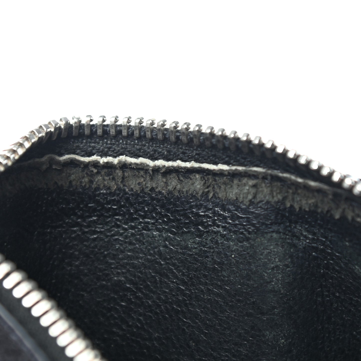 Grained Calfskin 5 Fragments Zip Pouch Card Holder Black