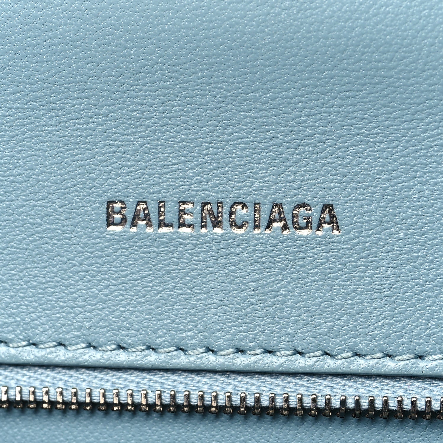 Balenciaga Shiny Calfskin Crocodile Embossed Small Hourglass Top Handle Bag Blue Grey 6 of 16