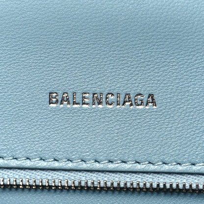 Balenciaga Shiny Calfskin Crocodile Embossed Small Hourglass Top Handle Bag Blue Grey 6 of 16