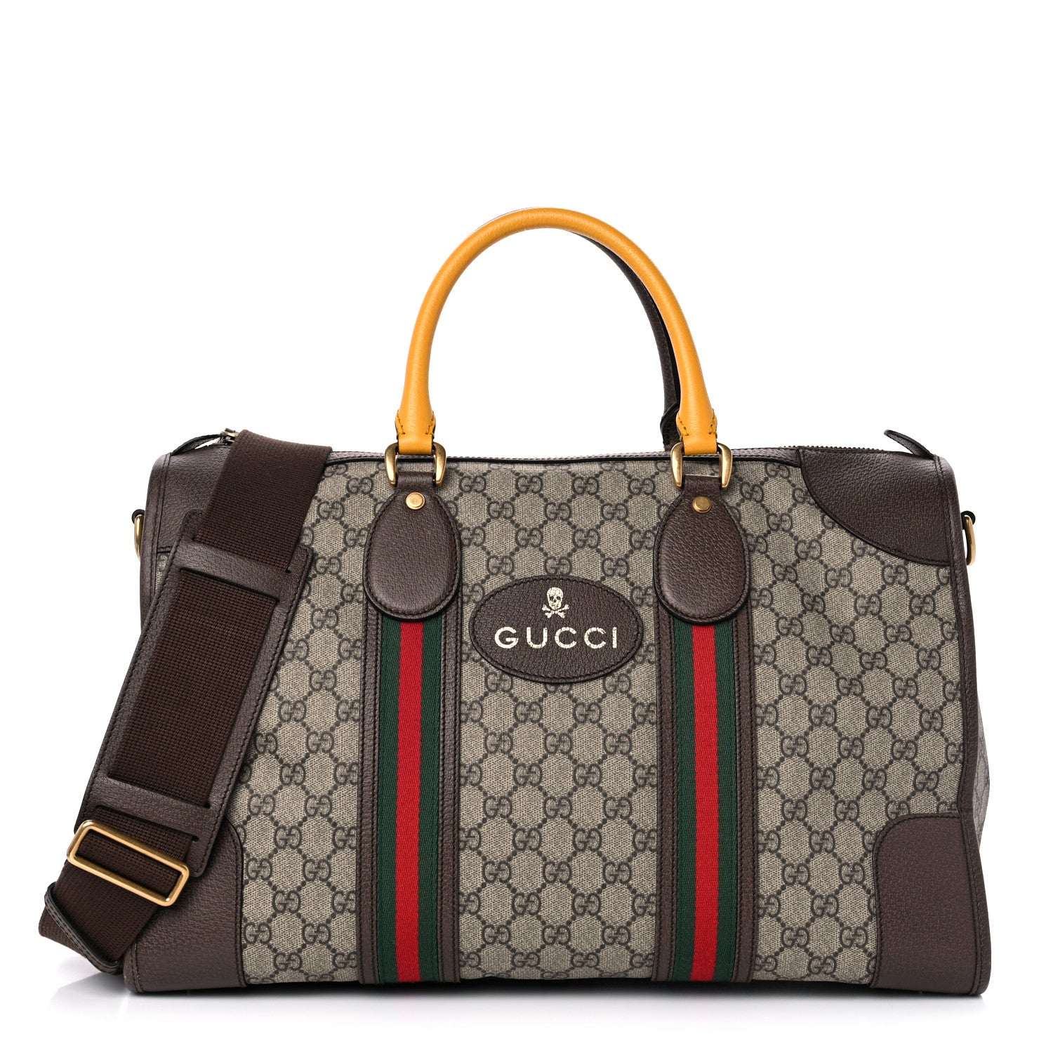 Gucci Soft GG Supreme Monogram Web Medium Duffle Bag Beige New Acero Crop 1 of 14