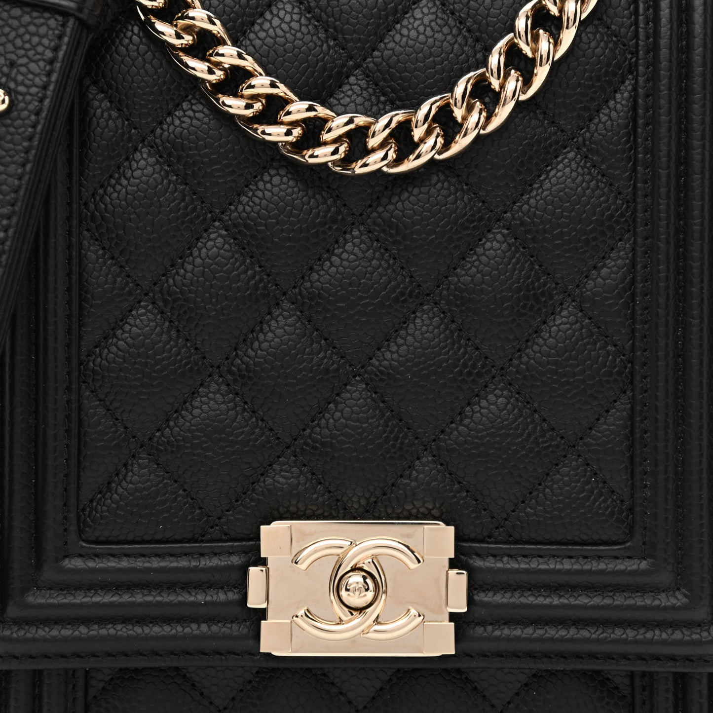 Caviar Quilted North South Boy Flap Black