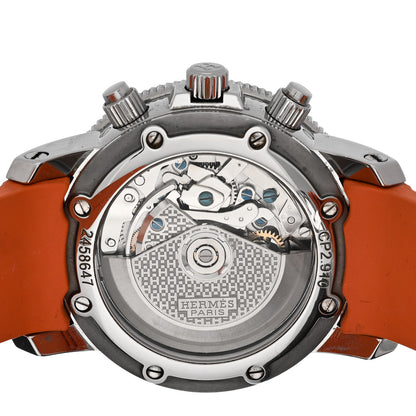 Hermes Stainless Steel Rubber 44mm Clipper Chronograph Diver Automatic Watch Orange 4 of 4