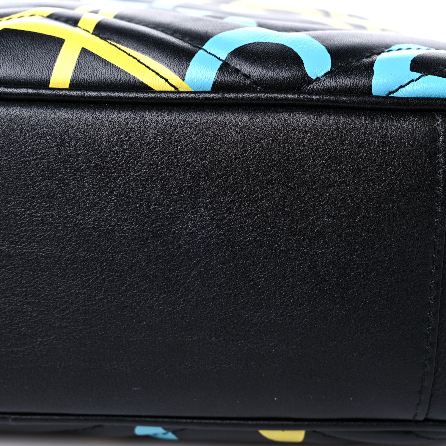 Gucci Calfskin Matelasse GucciGhost Medium GG Marmont Chain Shoulder Bag Black New Acquamarine 12 of 13