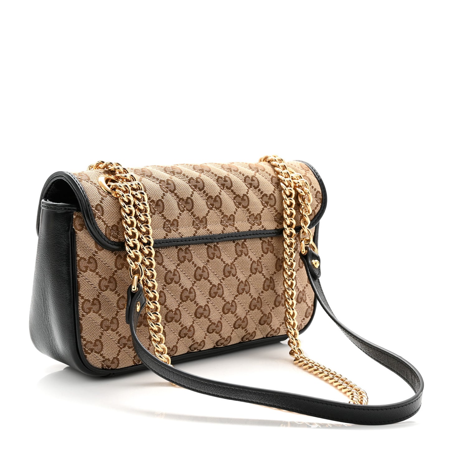 Monogram Matelasse Diagonal Small GG Marmont Shoulder Bag Beige Black