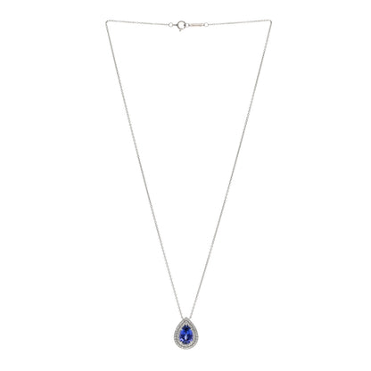 Tiffany Platinum Diamond Tanzanite Pear Shaped Soleste Pendant Necklace 3 of 4