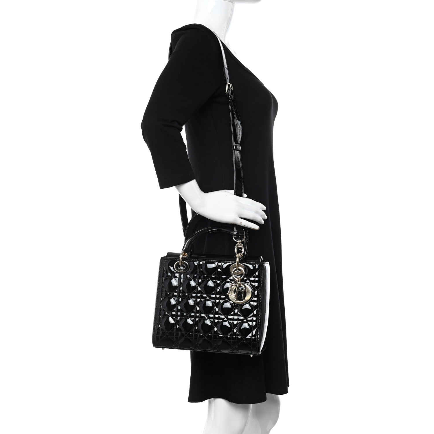 Christian Dior Patent Cannage Medium Lady Dior Black 2 of 12