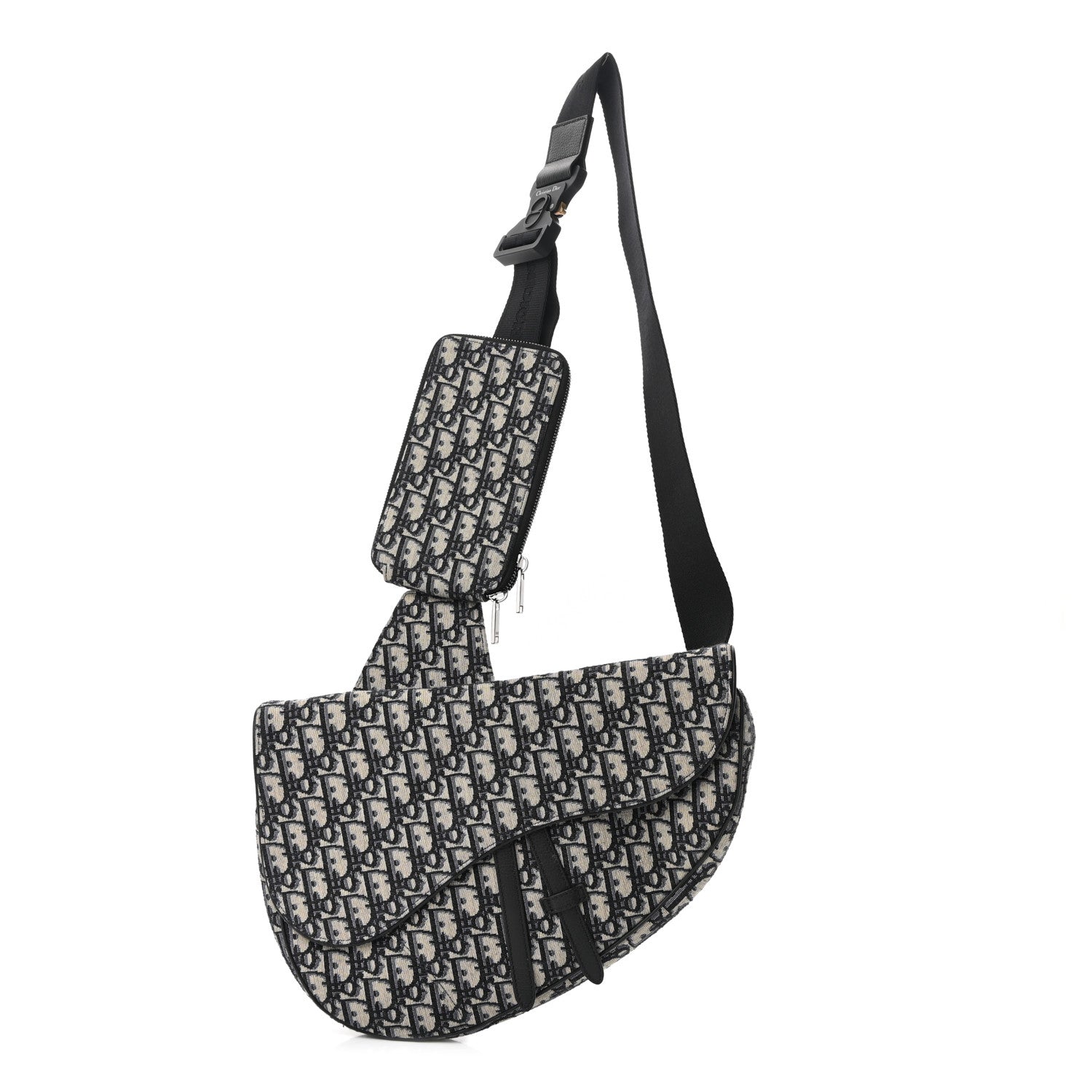 Christian Dior Oblique Mens Maxi Saddle Bag Blue 1 of 10