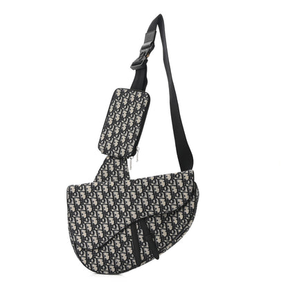 Christian Dior Oblique Mens Maxi Saddle Bag Blue 1 of 10