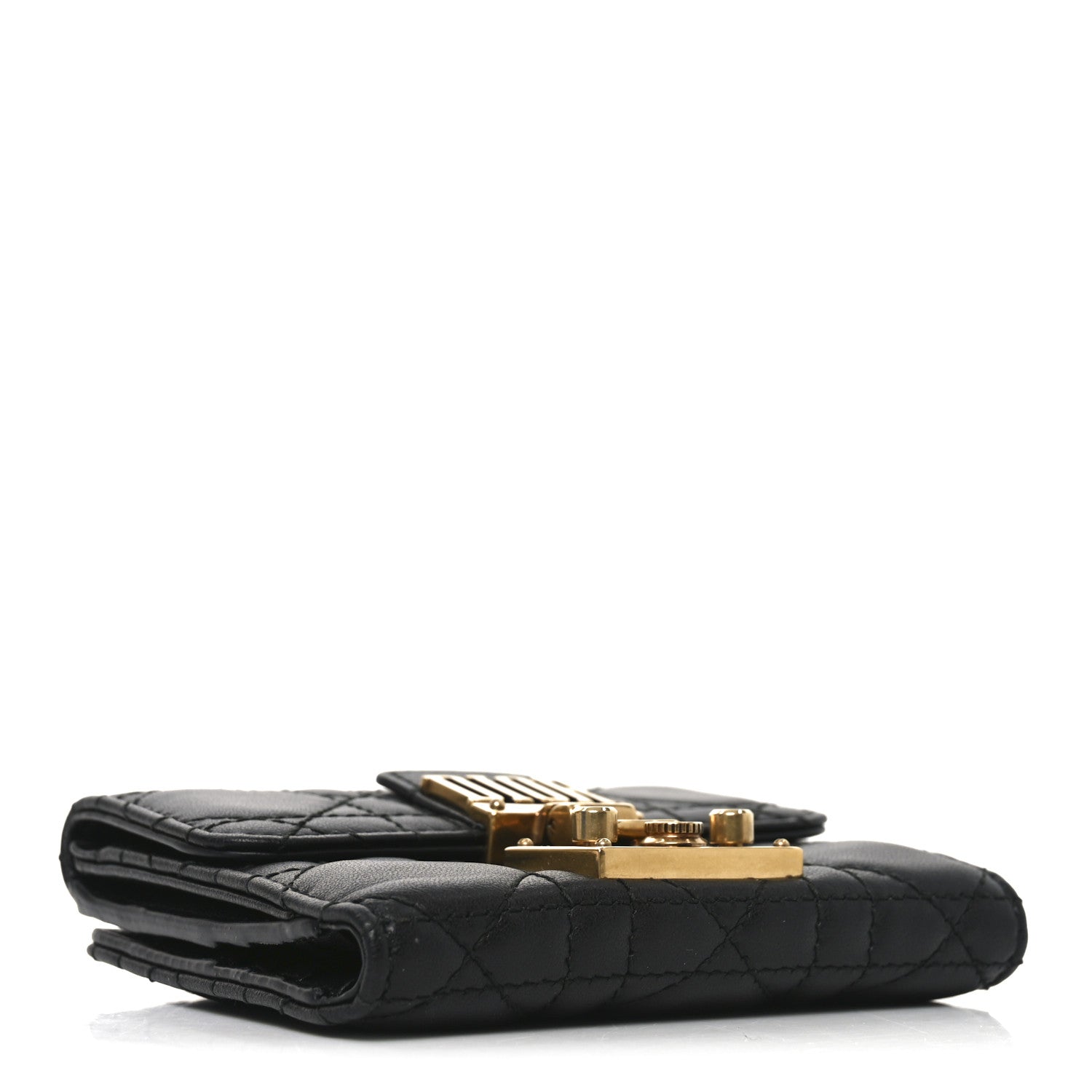 Christian Dior Lambskin Cannage Dioraddict Flap Wallet Black 4 of 6