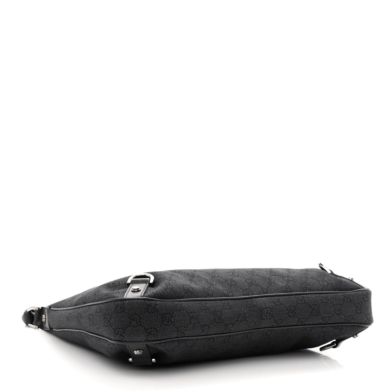 Gucci Denim Monogram Abbey D Ring Hobo Black 4 of 11