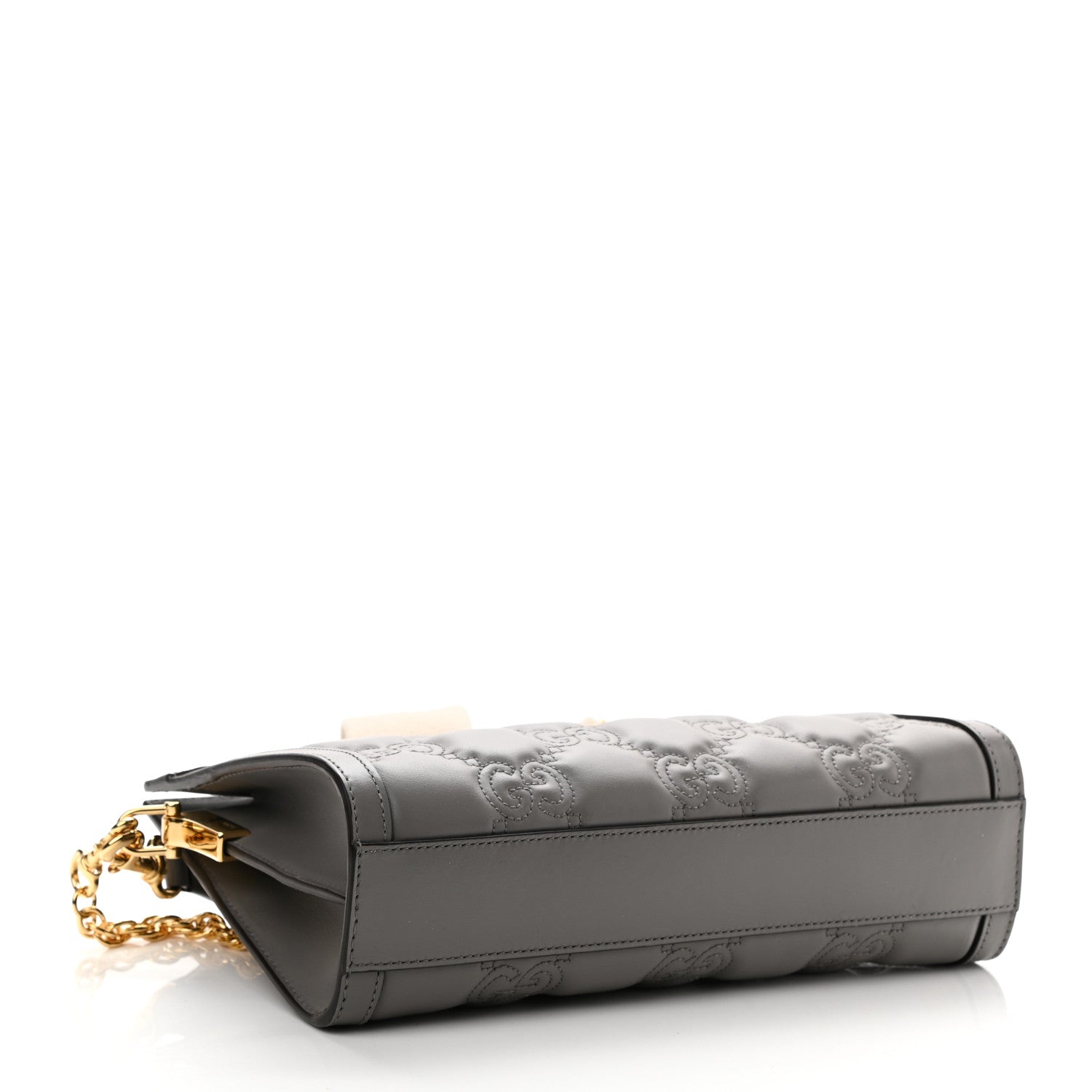 Gucci Calfskin GG Matelasse Small Slim Chain Shoulder Bag Dusty Grey Natural 4 of 11