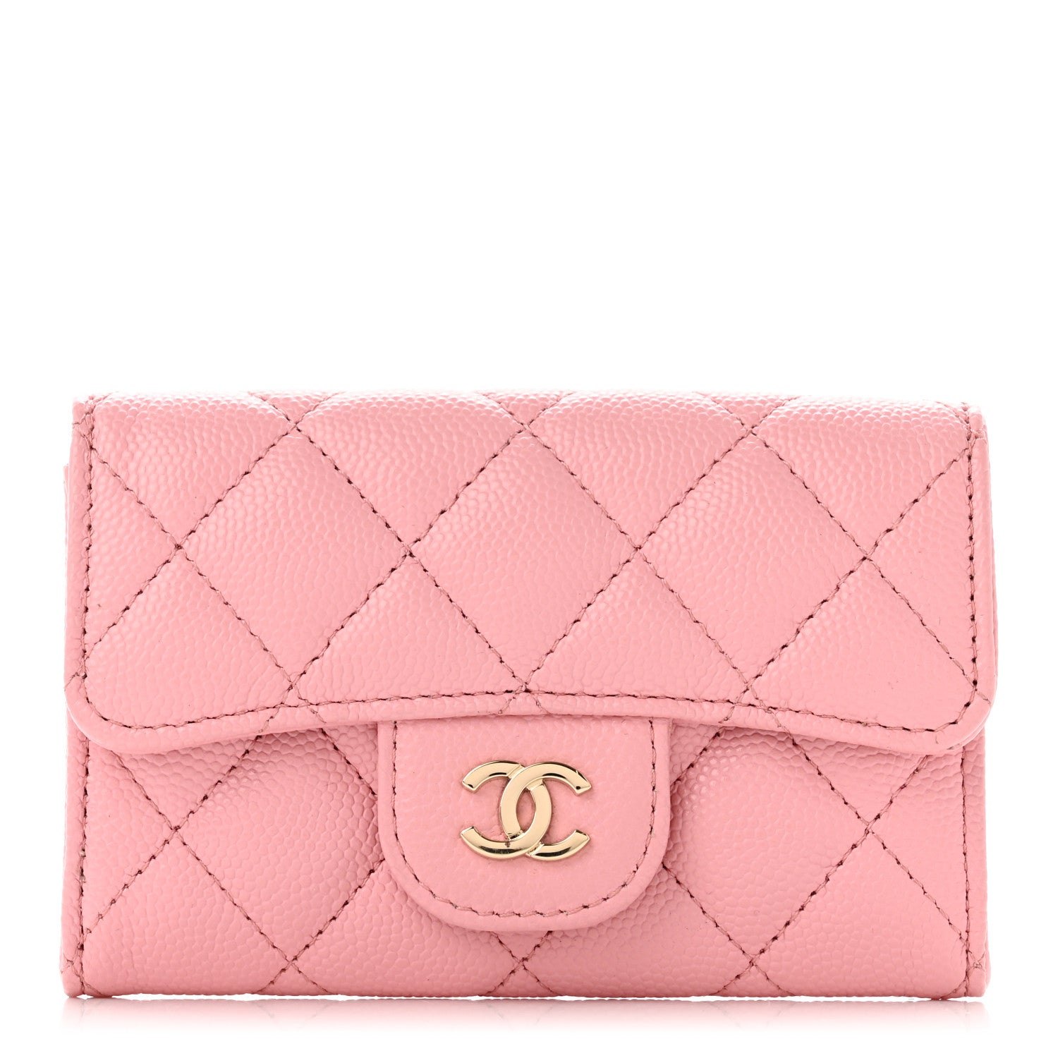 Chanel Caviar Quilted Flap Card Holder Wallet Light Pink 1 of 9