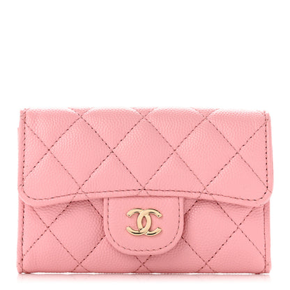 Chanel Caviar Quilted Flap Card Holder Wallet Light Pink 1 of 9