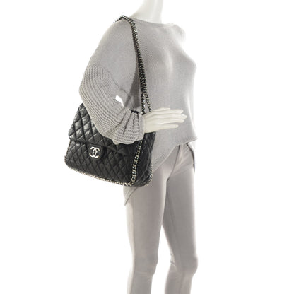 Chanel Washed Lambskin Quilted Maxi Chain Around Flap Black 2 of 7