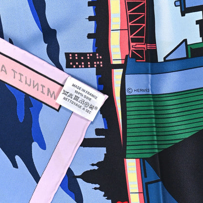 Hermes Silk Minuit Au Faubourg Scarf 70 Parme Bleu Vert 3 of 3