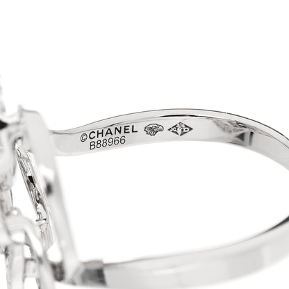 Chanel 18K White Gold Diamond Medium Fil de Camelia Ring 55 7.25 5 of 7