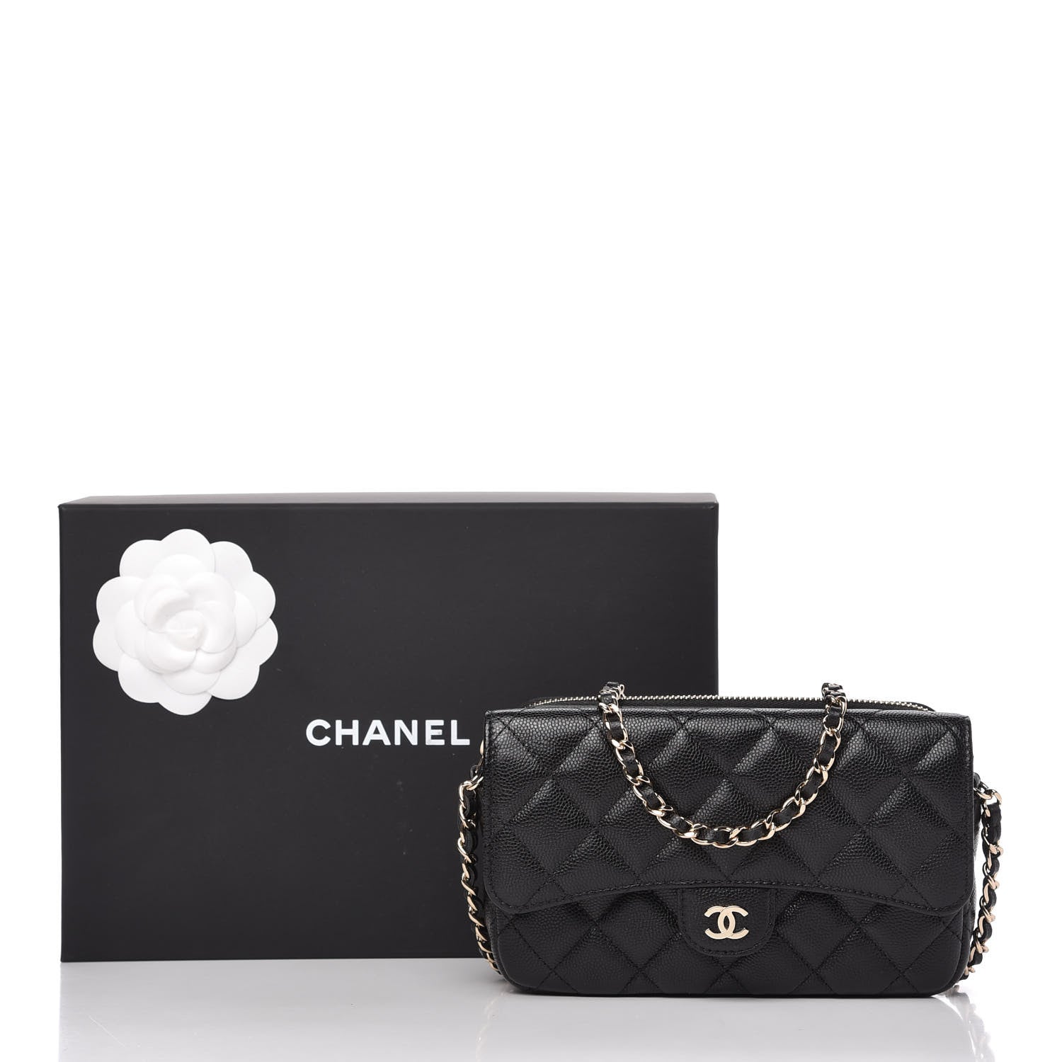 Chanel Caviar Quilted Flap Phone Holder With Chain Black 12 of 12