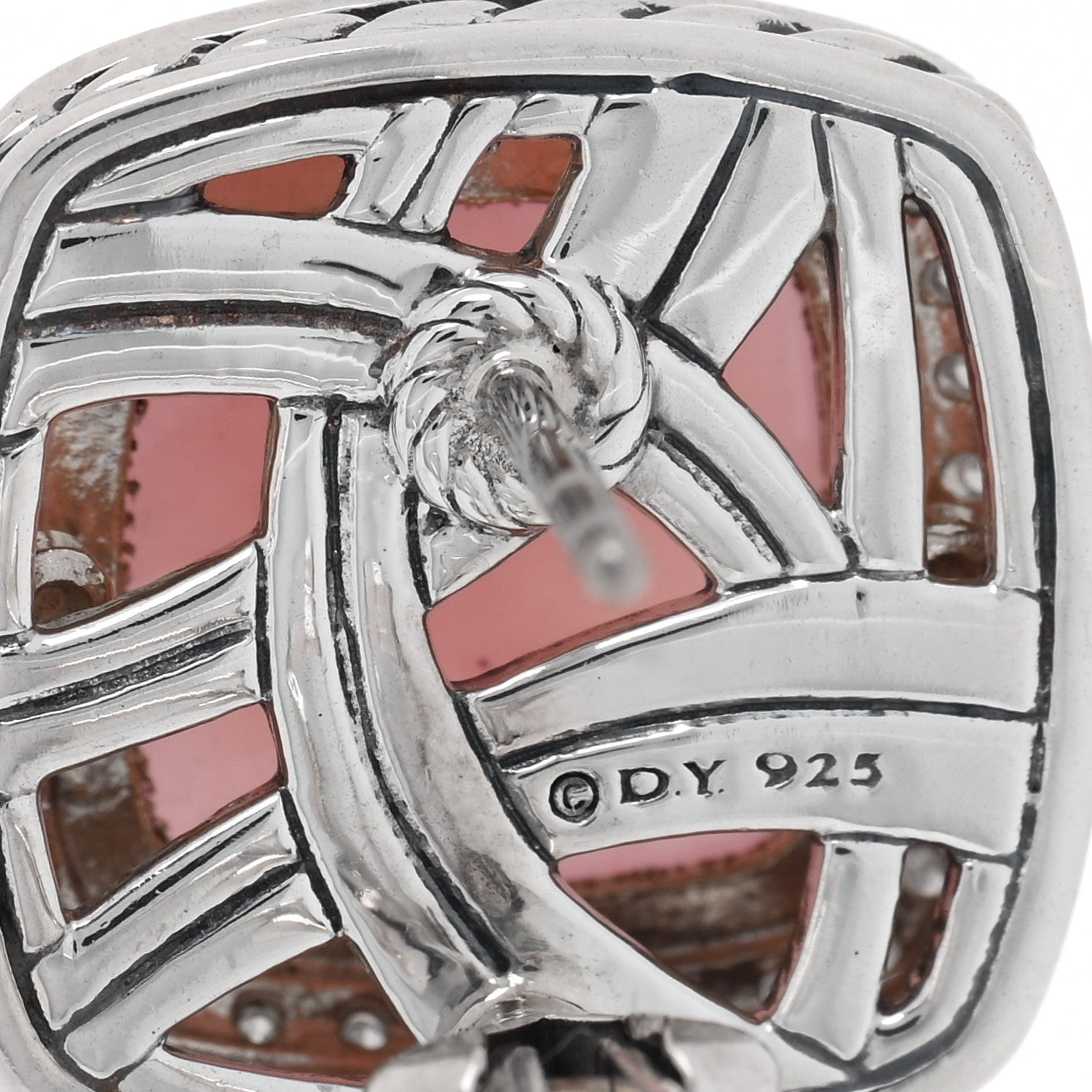 David Yurman Sterling Silver Diamond Guava Chalcedony 11mm Albion Earrings 4 of 4