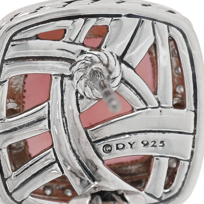 David Yurman Sterling Silver Diamond Guava Chalcedony 11mm Albion Earrings 4 of 4