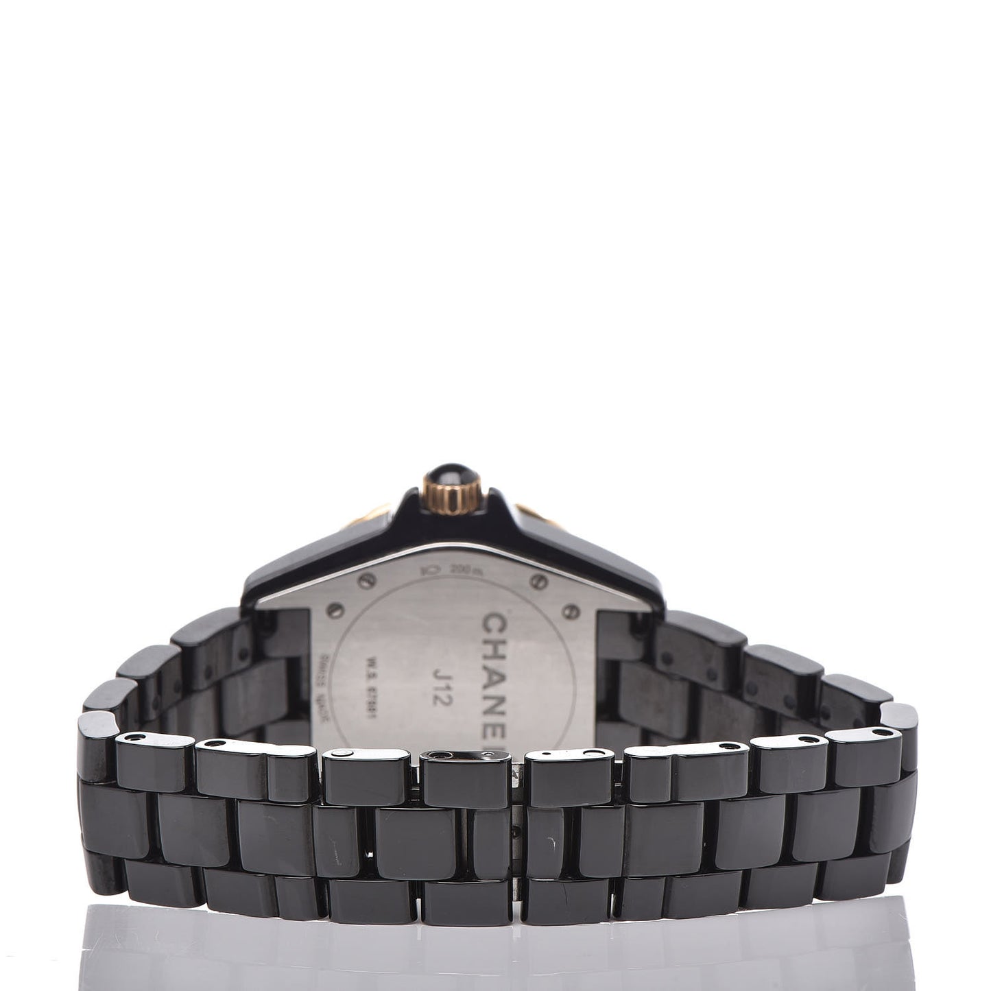 Stainless Steel 18K Yellow Gold Ceramic Diamond 38mm J12 Quartz Watch Black