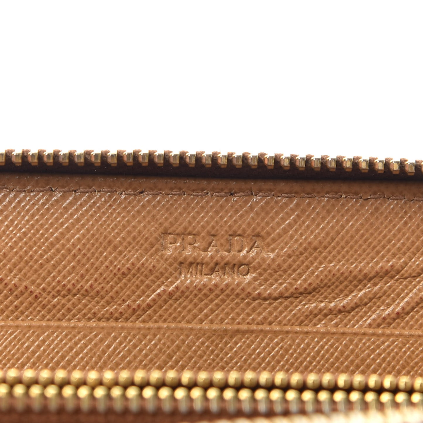 Saffiano Metal Zip Around Wallet Caramel