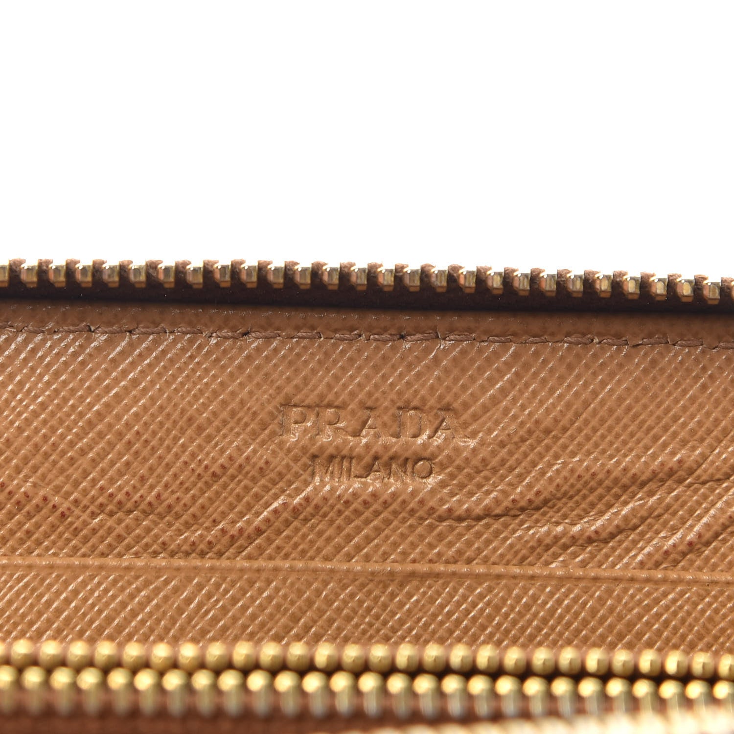 Prada Saffiano Metal Zip Around Wallet Caramel 6 of 6