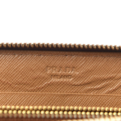 Prada Saffiano Metal Zip Around Wallet Caramel 6 of 6
