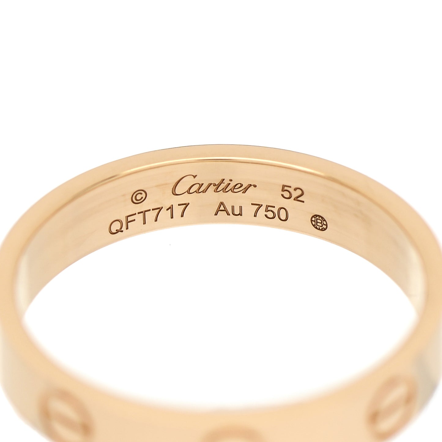 18K Yellow Gold 3.5mm LOVE Wedding Band Ring 52 6