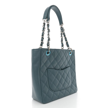 Chanel Caviar Quilted Petit Shopping Tote PST Blue 3 of 10