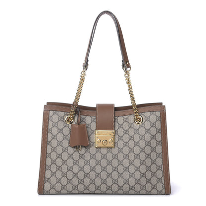 Gucci GG Supreme Monogram Medium Padlock Tote Beige Cuir 1 of 9