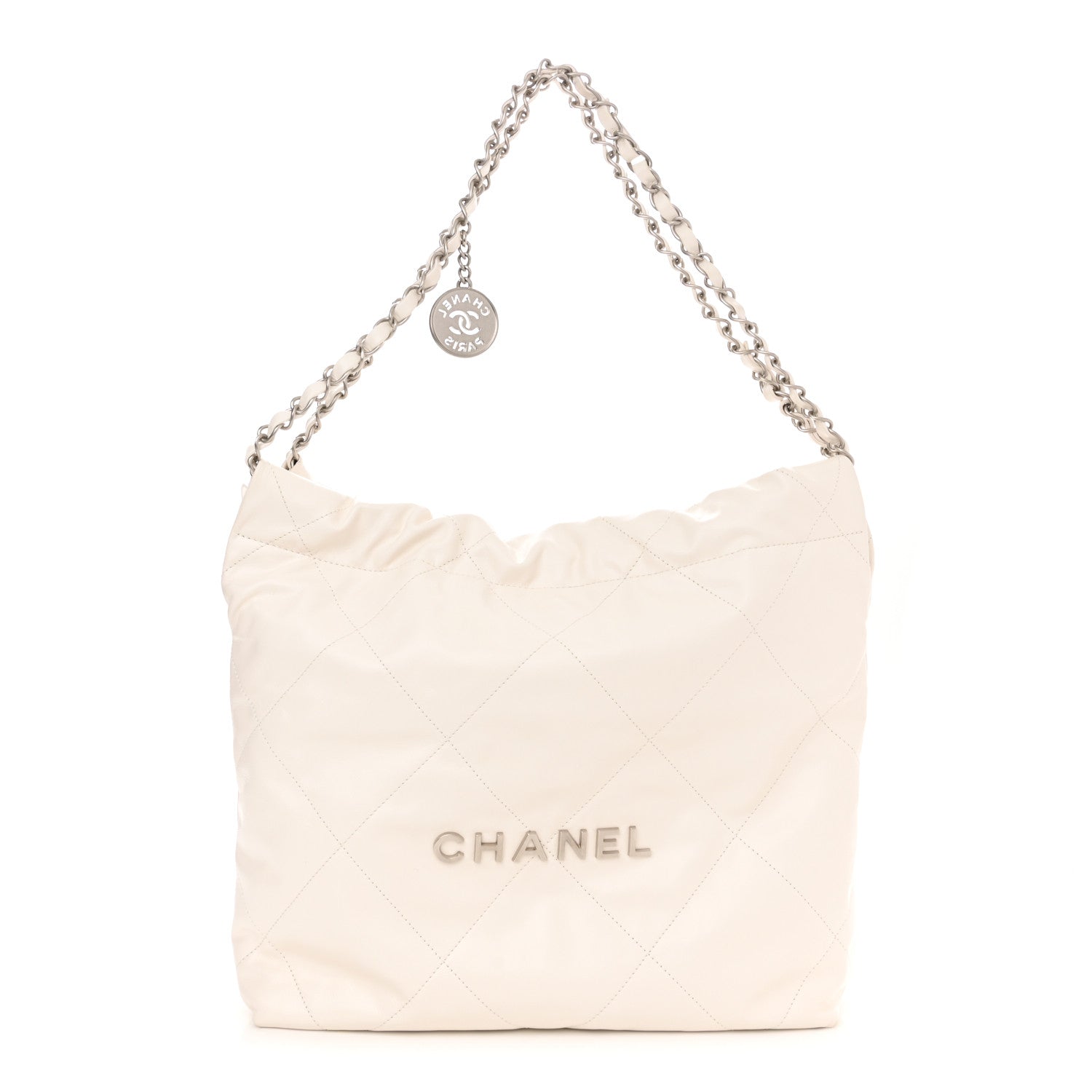 Chanel Shiny Calfskin Quilted Small Chanel 22 White 2 of 9