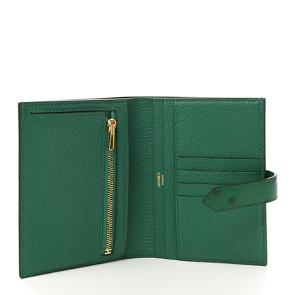Hermes Ostrich Bearn Compact Wallet Vert Vertigo 5 of 8