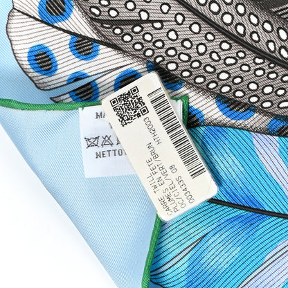 Hermes Silk Plumes En Fete Scarf 90 Ciel Vert Brun 4 of 13