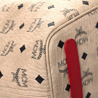 MCM Visetos Shopper Tote Beige Red 8 of 21