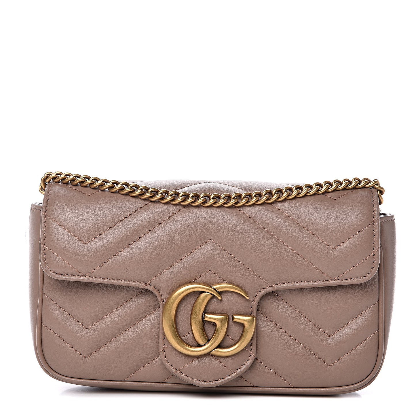 Calfskin Matelasse Super Mini GG Marmont Shoulder Bag Porcelain Rose