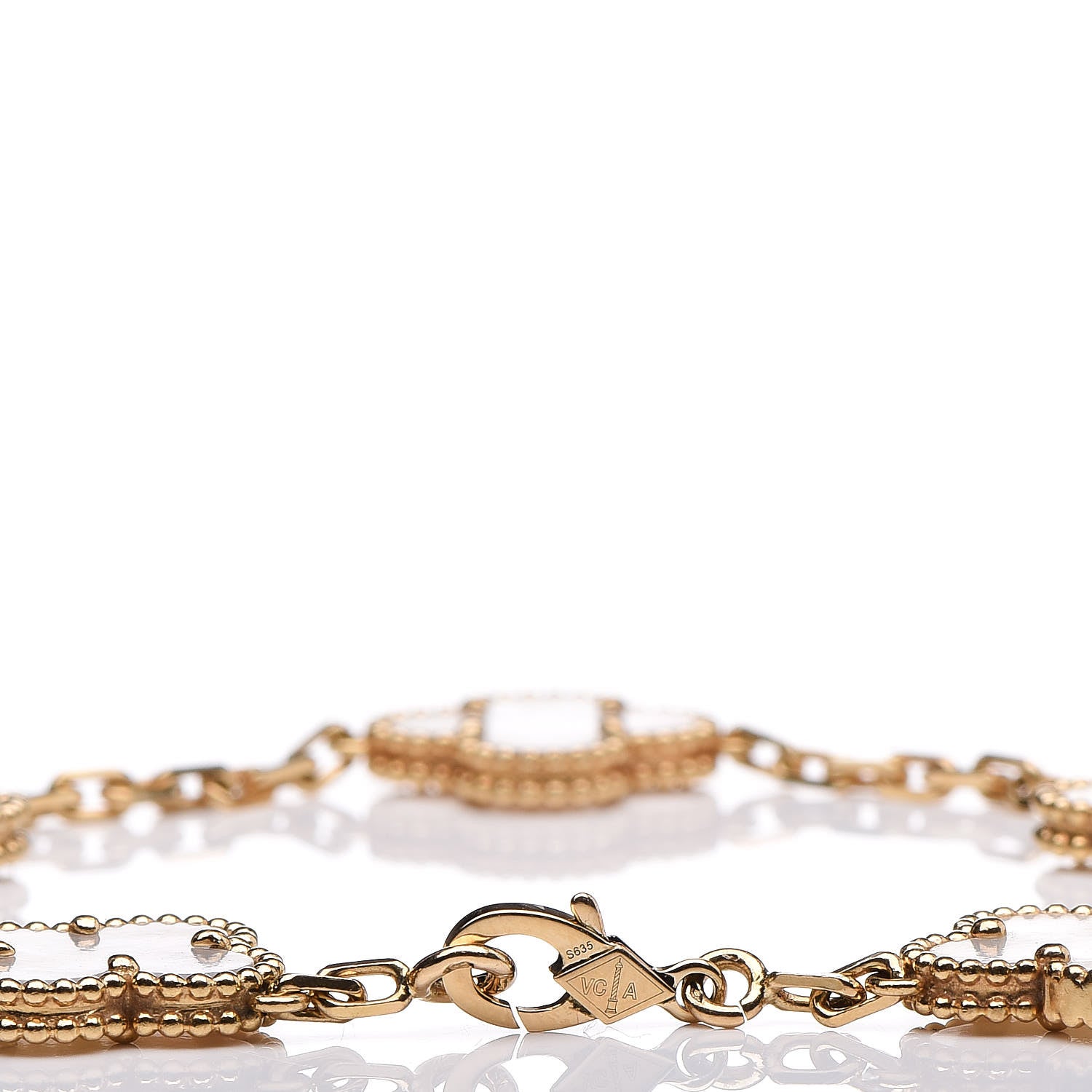 Van Cleef & Arpels 18K Yellow Gold Mother of Pearl 5 Motifs Vintage Alhambra Bracelet 4 of 6
