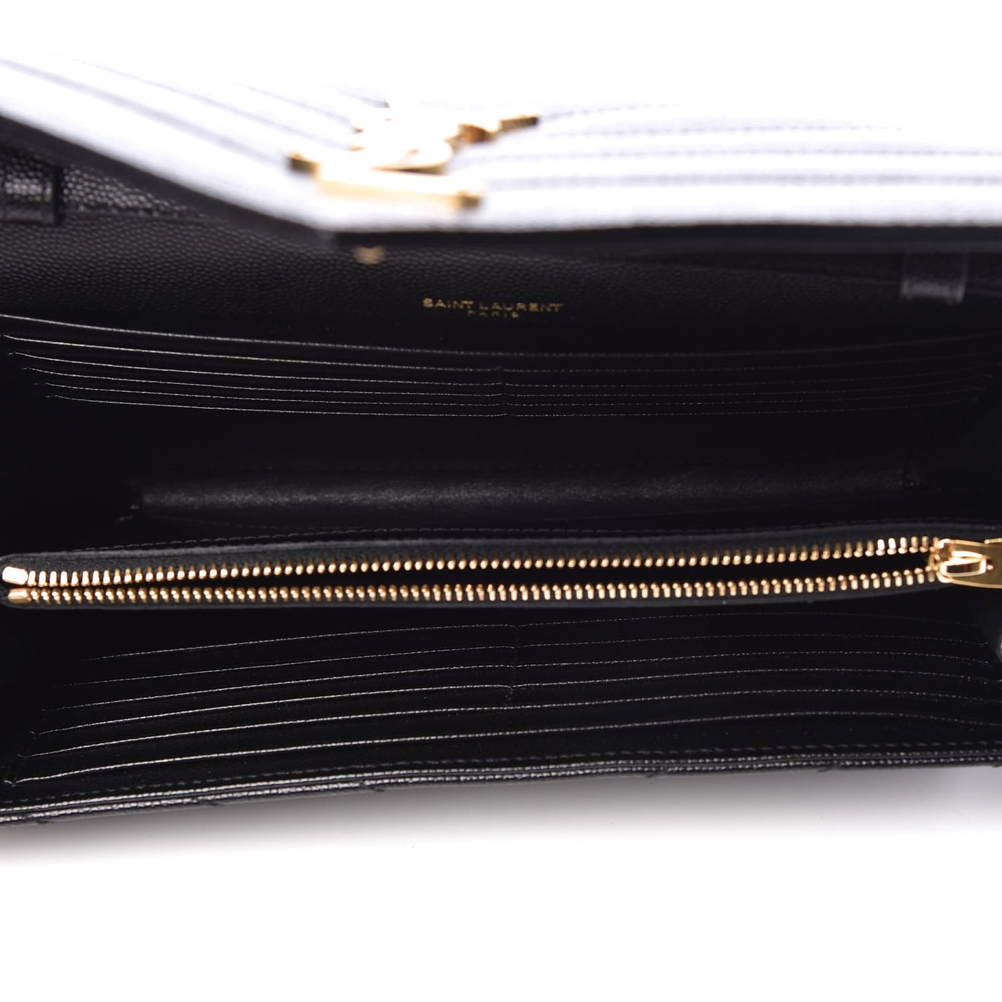 Grain De Poudre Matelasse Chevron Monogram Chain Wallet Black