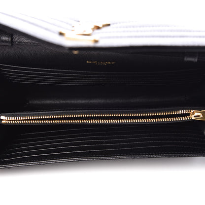 Saint Laurent Grain De Poudre Matelasse Chevron Monogram Chain Wallet Black 5 of 8