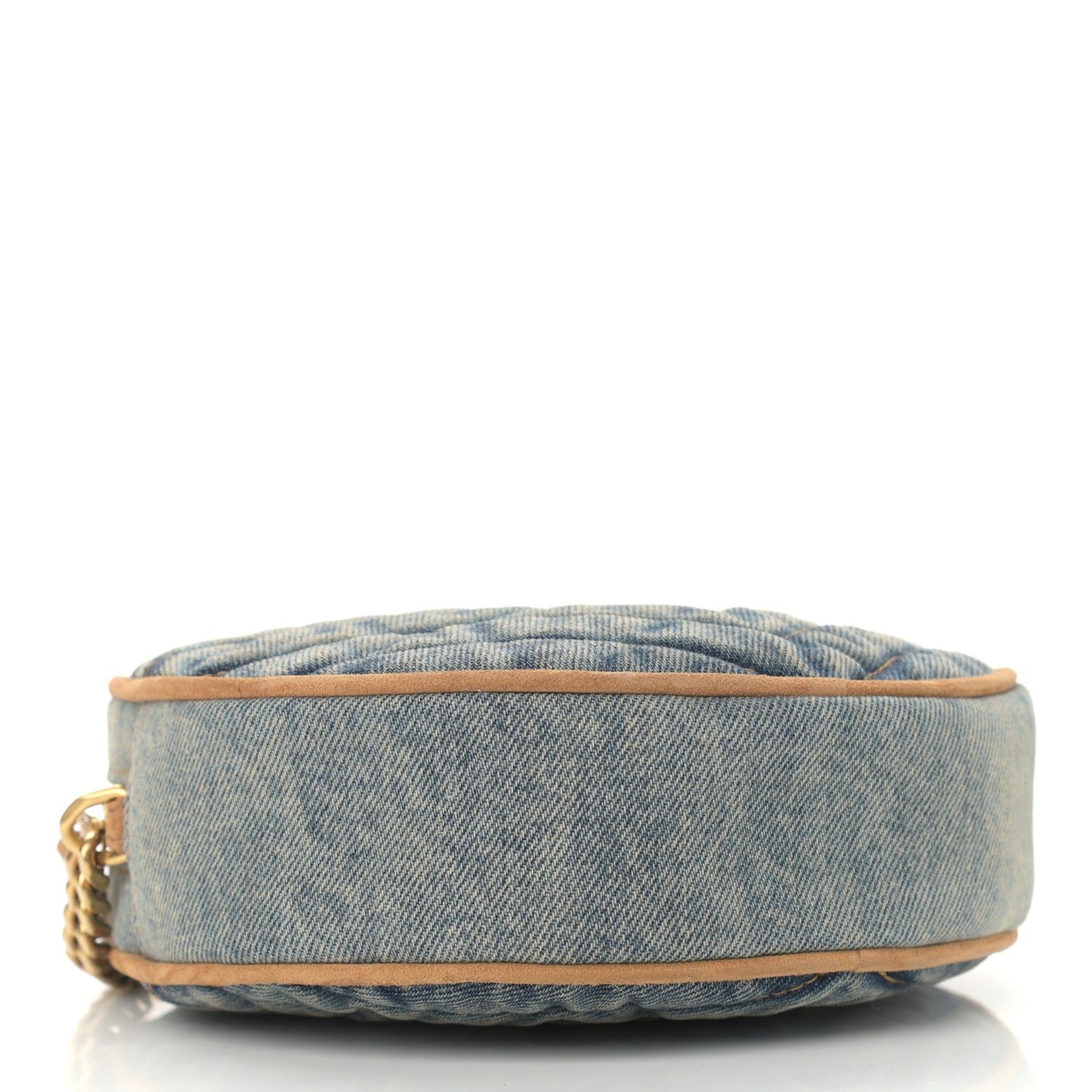 Denim Quilted Monogram Round Crossbody Bag Rodeo Blue