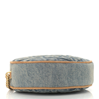 Saint Laurent Denim Quilted Monogram Round Crossbody Bag Rodeo Blue 4 of 10
