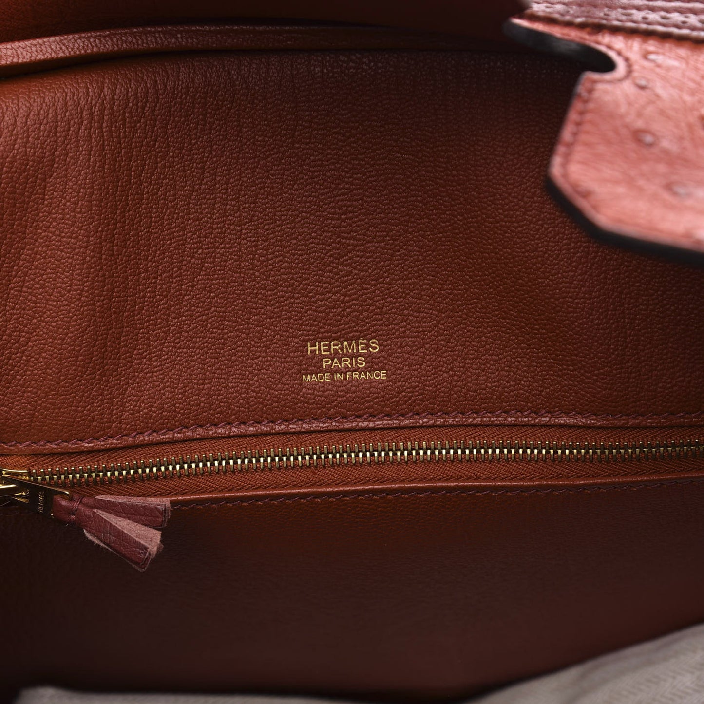Ostrich Ghillies Birkin 30 Brique Rouge H