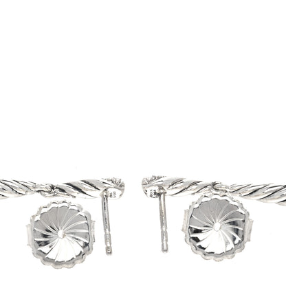 David Yurman Sterling Silver Diamond Cable Drop Earrings 5 of 6