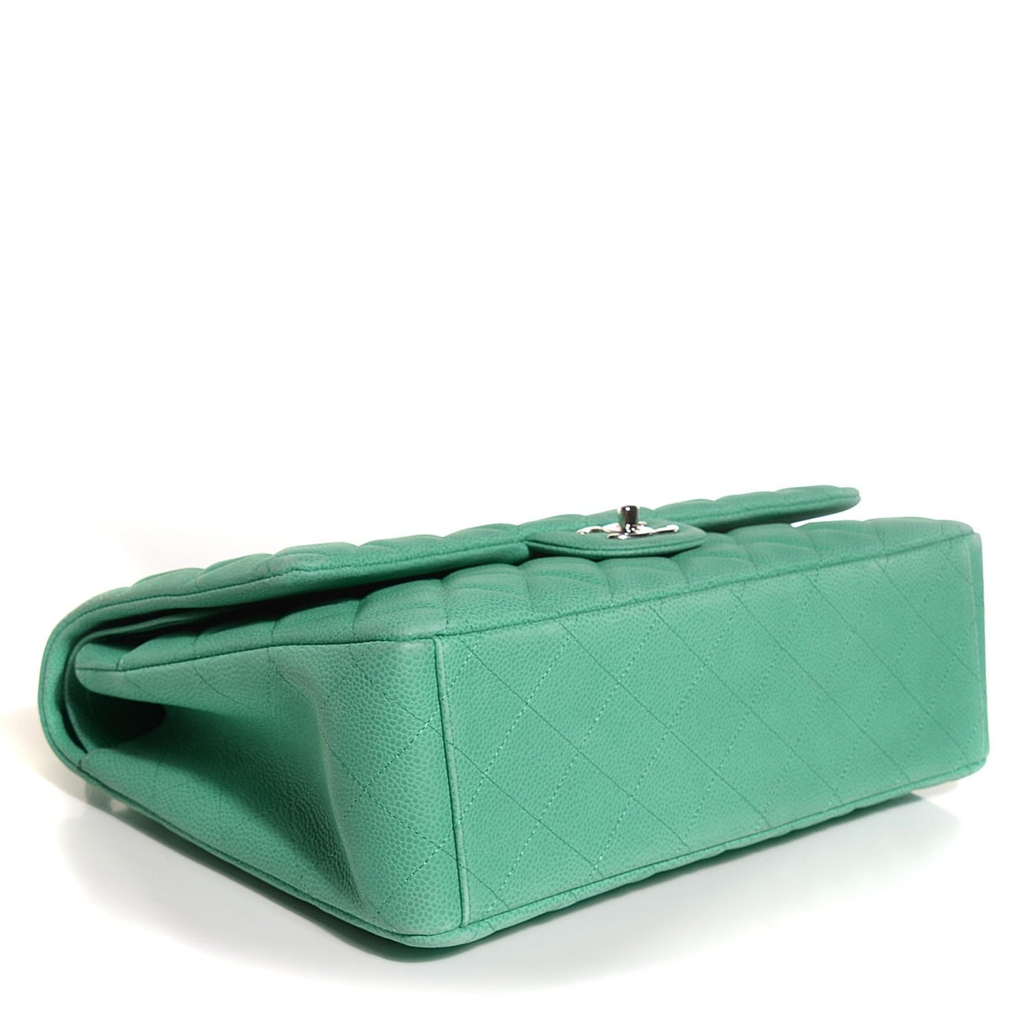 Iridescent Caviar Maxi Double Flap Green